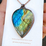 Copper labradorite dragon pendant