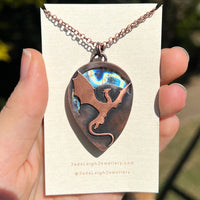 Copper labradorite dragon pendant