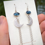 Teal kyanite moon earrings