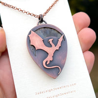 Copper labradorite dragon pendant