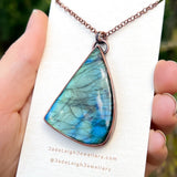 Turtle spirit animal necklace, copper and labradorite