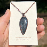Shark spirit animal necklace, copper and labradorite