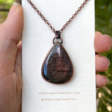 Koala silhouette necklace, labradorite and copper