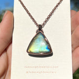 Turtle spirit animal necklace, copper and labradorite