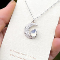 Moonstone textured crescent moon pendant