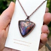 Moon & stars necklace, copper and labradorite