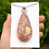 Copper labradorite dragon lightning pendant