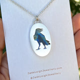 Crow necklace, labradorite & sterling silver