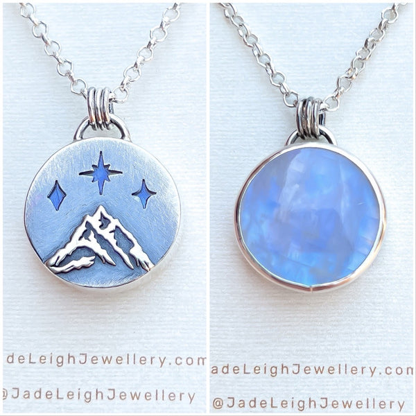 Moonstone and mountains Night Court pendant
