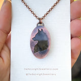 Wolf spirit animal necklace, copper and labradorite
