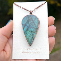Copper labradorite dragon pendant