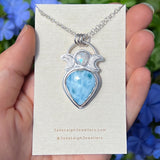 Larimar & moonstone moon phase pendant