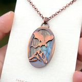 Copper labradorite dragon mountains pendant