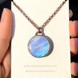 Copper moonstone reversible pendant