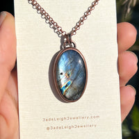 Wolf spirit animal necklace, copper and labradorite