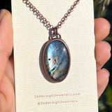 Wolf spirit animal necklace, copper and labradorite
