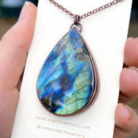 Cat silhouette necklace, labradorite and copper