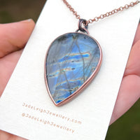Copper labradorite dragon pendant