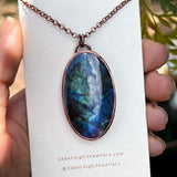 Wolf spirit animal necklace, copper and labradorite