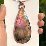 Copper labradorite dragon lightning pendant