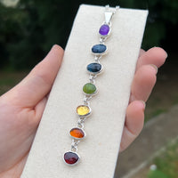 Rainbow chakra lariat necklace