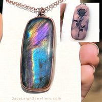 Rose necklace, copper and labradorite