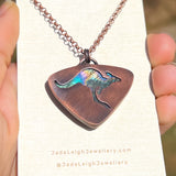 Kangaroo spirit animal necklace, copper and labradorite