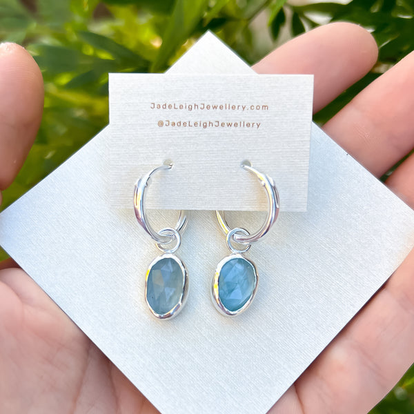 Aquamarine hoop earrings