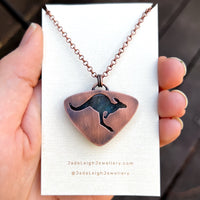 Kangaroo spirit animal necklace, copper and labradorite