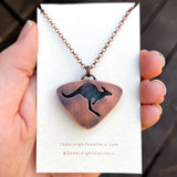 Kangaroo spirit animal necklace, copper and labradorite