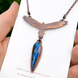Wedge tailed eagle necklace, copper & labradorite