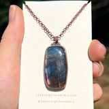 Shark spirit animal necklace, copper and labradorite