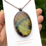 Copper labradorite dragon mountains pendant