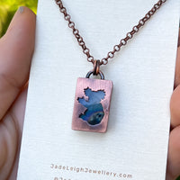 Koala silhouette necklace, labradorite and copper