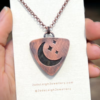 Moon & stars necklace, copper and labradorite