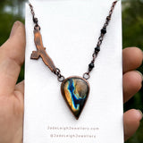 Wedge tailed eagle necklace, copper & labradorite