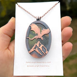 Copper labradorite dragon mountains pendant