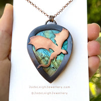 Copper labradorite dragon pendant