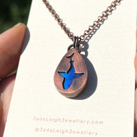 Shark spirit animal necklace, copper and labradorite