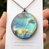 Copper labradorite dragon clouds pendant