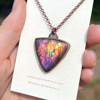 Moon & stars necklace, copper and labradorite