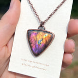 Moon & stars necklace, copper and labradorite