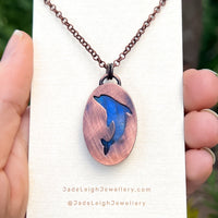 Dolphin spirit animal necklace, copper and labradorite