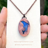 Dolphin spirit animal necklace, copper and labradorite