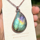 Manta ray totem spirit animal necklace, labradorite and copper