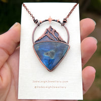 Copper labradorite mountains pendant