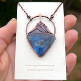 Copper labradorite mountains pendant
