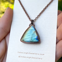 Turtle spirit animal necklace, copper and labradorite