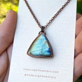 Turtle spirit animal necklace, copper and labradorite