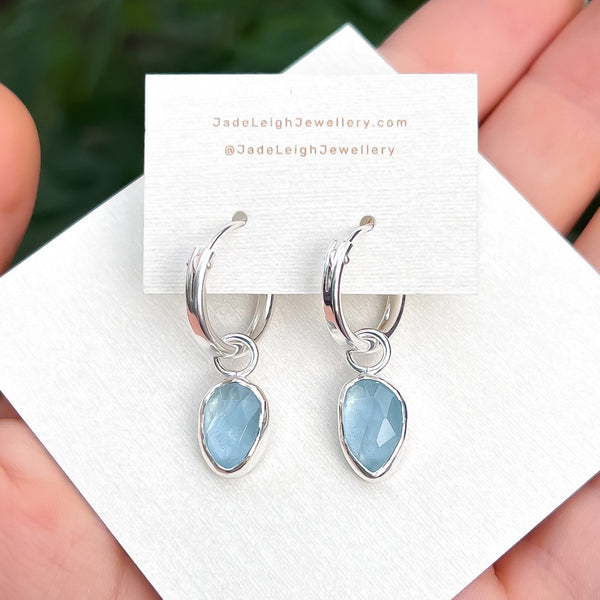 Aquamarine hoop earrings